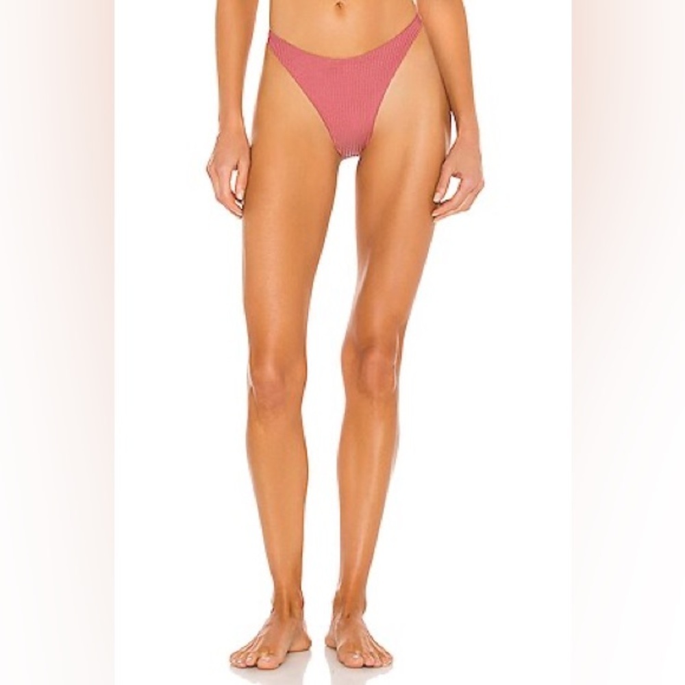 NWT Onia Ribbed High Cut Bikini Bottom in Dusty Rose